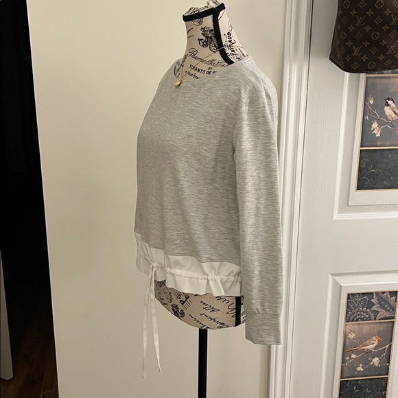 Club Monaco Light Gray Sweatshirt with White Drawstring Hem - Picture 6 of 11